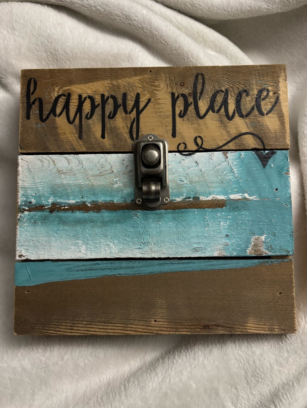 “Happy Place” Wood Plaque With Hook